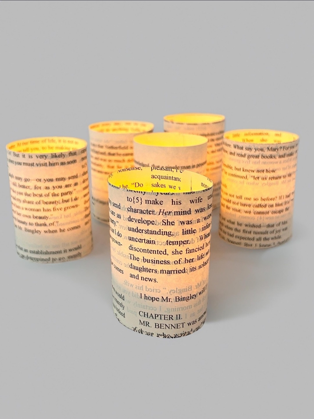Handmade Book Page Candle Holders Set of 12 -